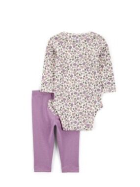 Carter's Baby Girls 3-Piece Outfit Set Purple Flowers Size 12M